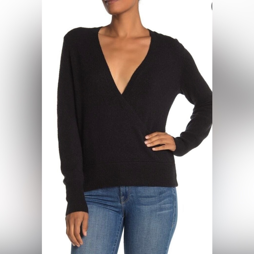 Madewell wool blend faux wrap sweater size small